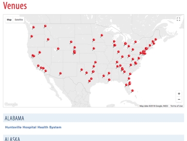 National Arts Program Location Map on Venue Landing Page