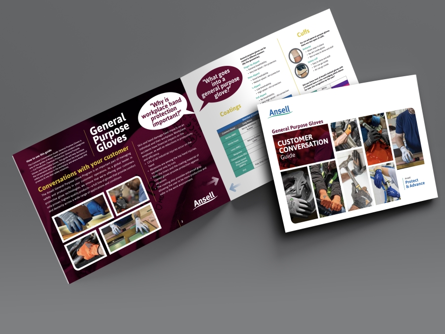 Ansell Customer Conversation Product Guide spread and cover
