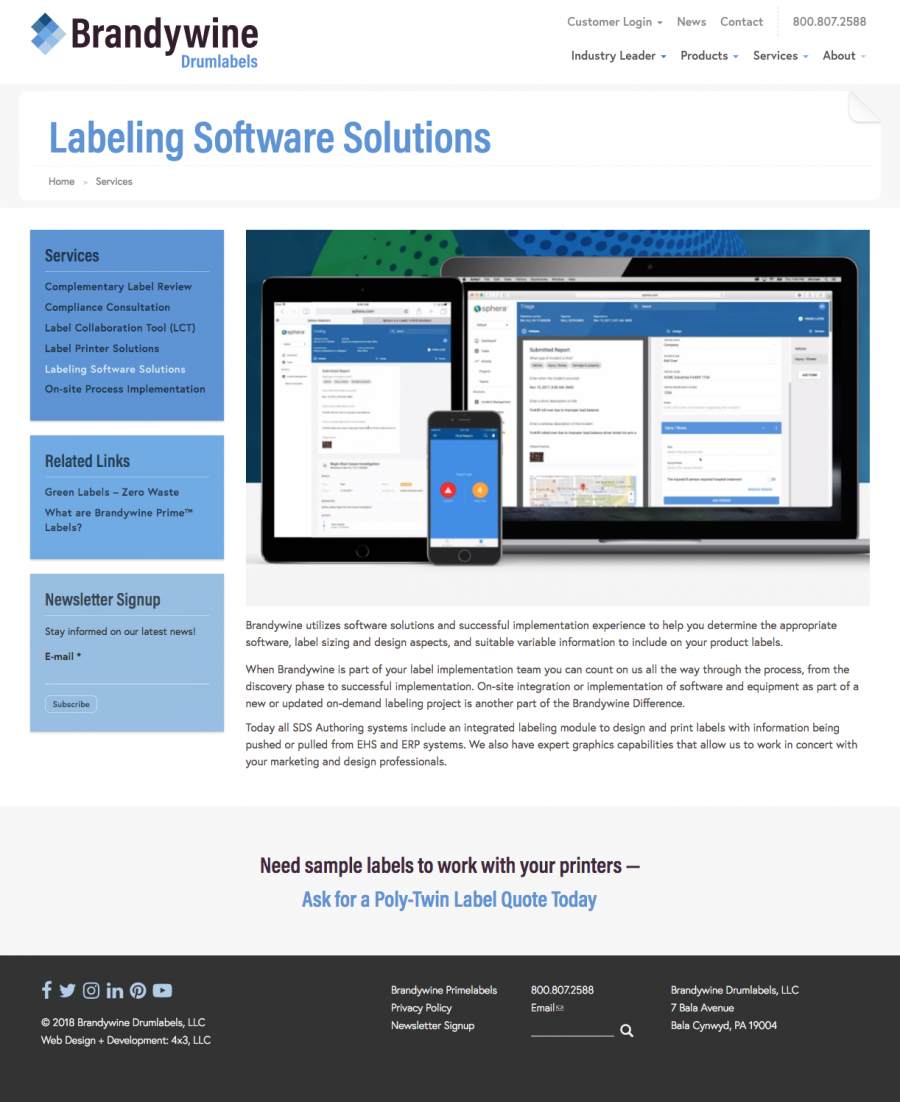 Internal Landing Page for Drumlabels Labeling Software Solutions 