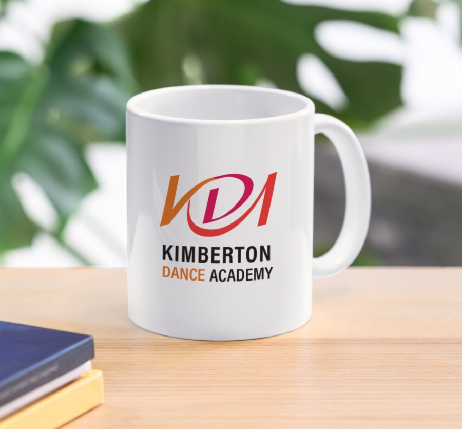 Red version of KDA logo on mug