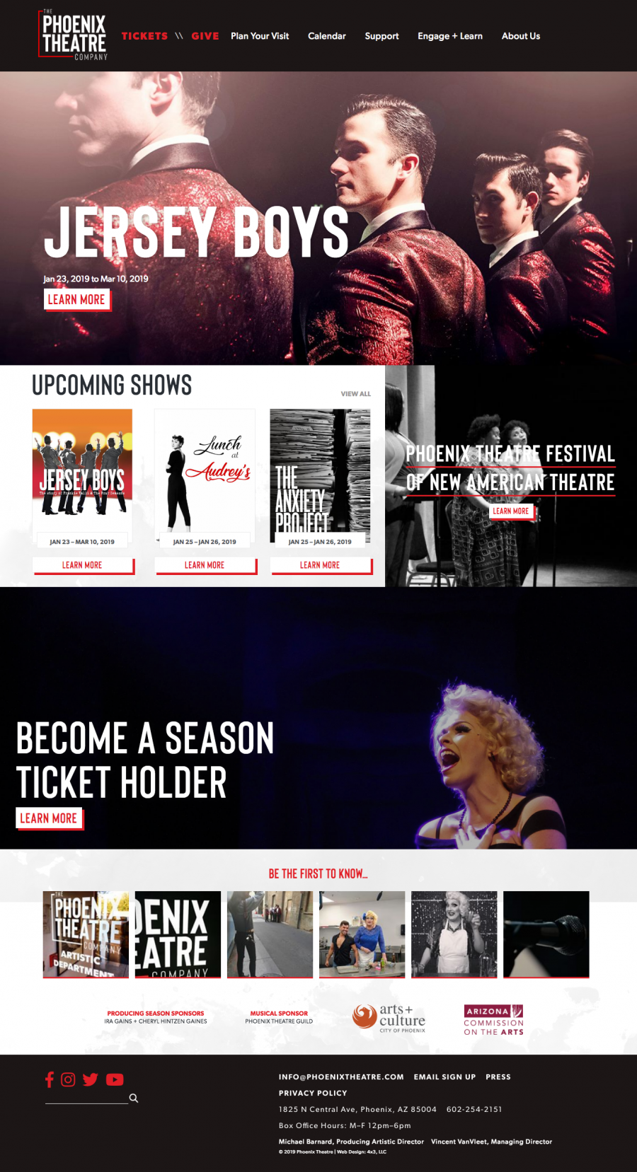 Phoenix Theatre Responsive Website Homepage