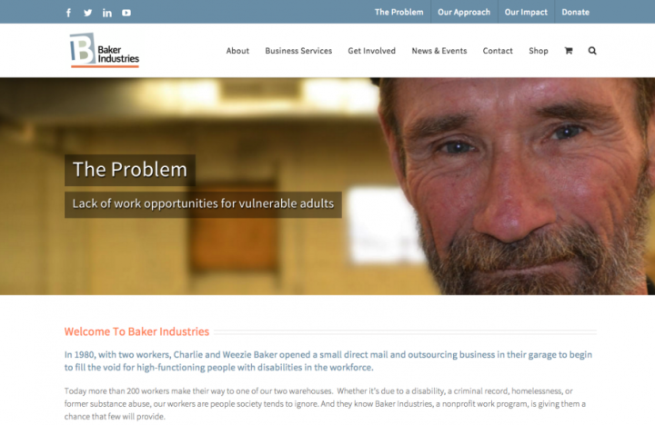 Homepage of the Baker Industries website Baker Industries