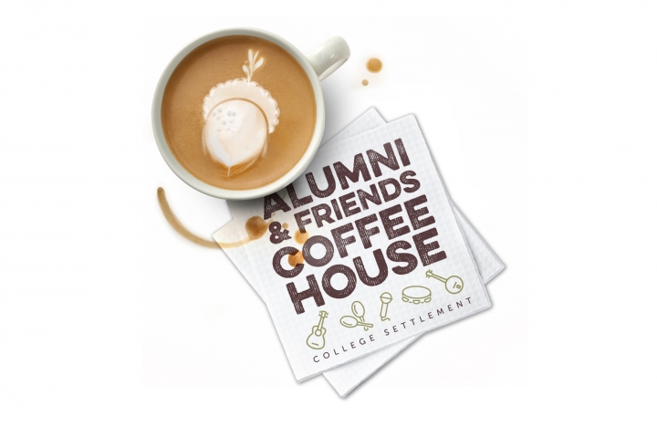 College Settlement Alumni Fundraiser Branding Alumni & Friends Coffee House event promotion